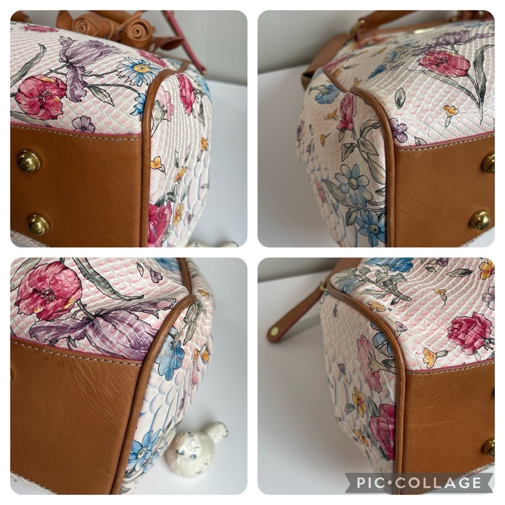 BRAHMIN LIGHT PINK OASIS FLORAL ELISA Satchel Super Rare & Hard To Find - Picture 13 of 17